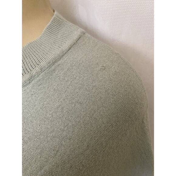 Tory Burch Merino Wool Sweater Knit Top Crew Neck Short Sleeve Sage Gree… - Picture 3 of 6